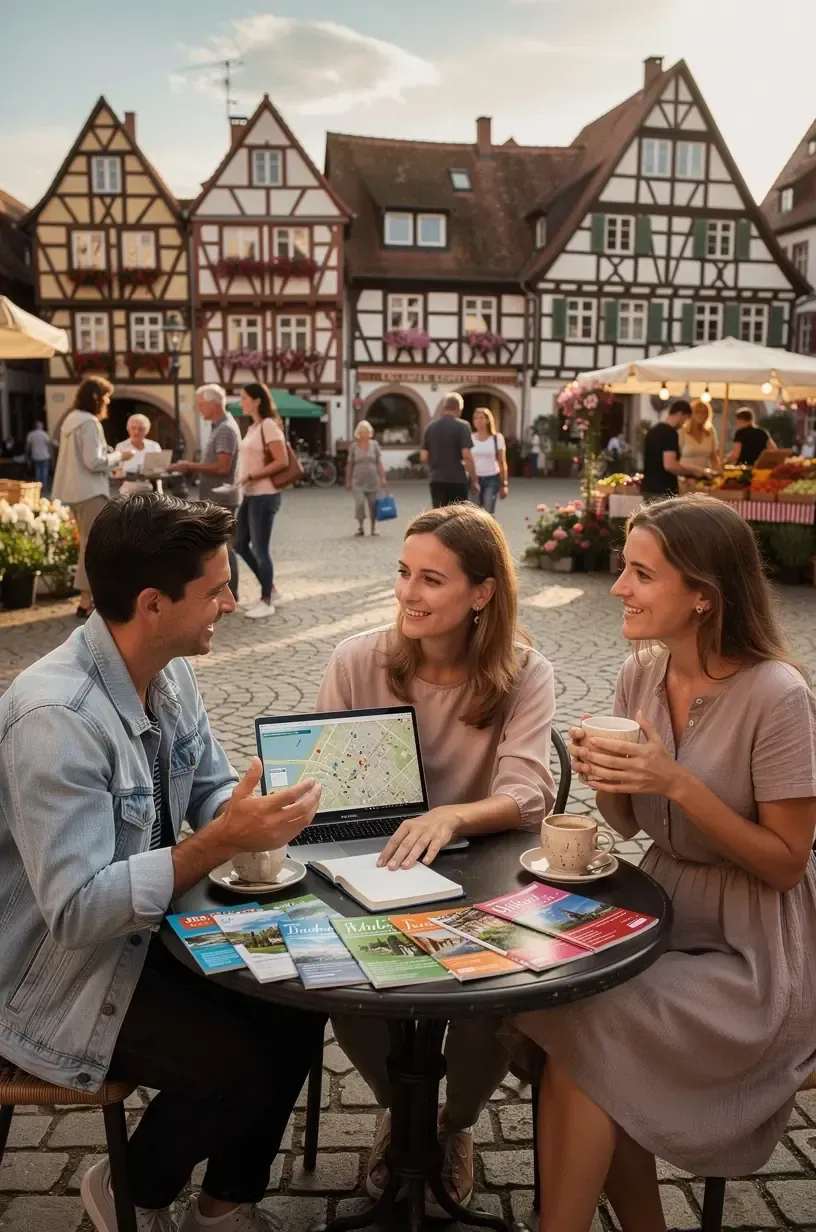 Übersichtskarte Deutschlands mit markierten Bundesländern und empfohlenen Reiserouten.